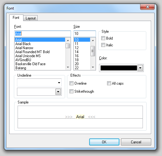 图 6.1  Font Dialog (字体对话框)